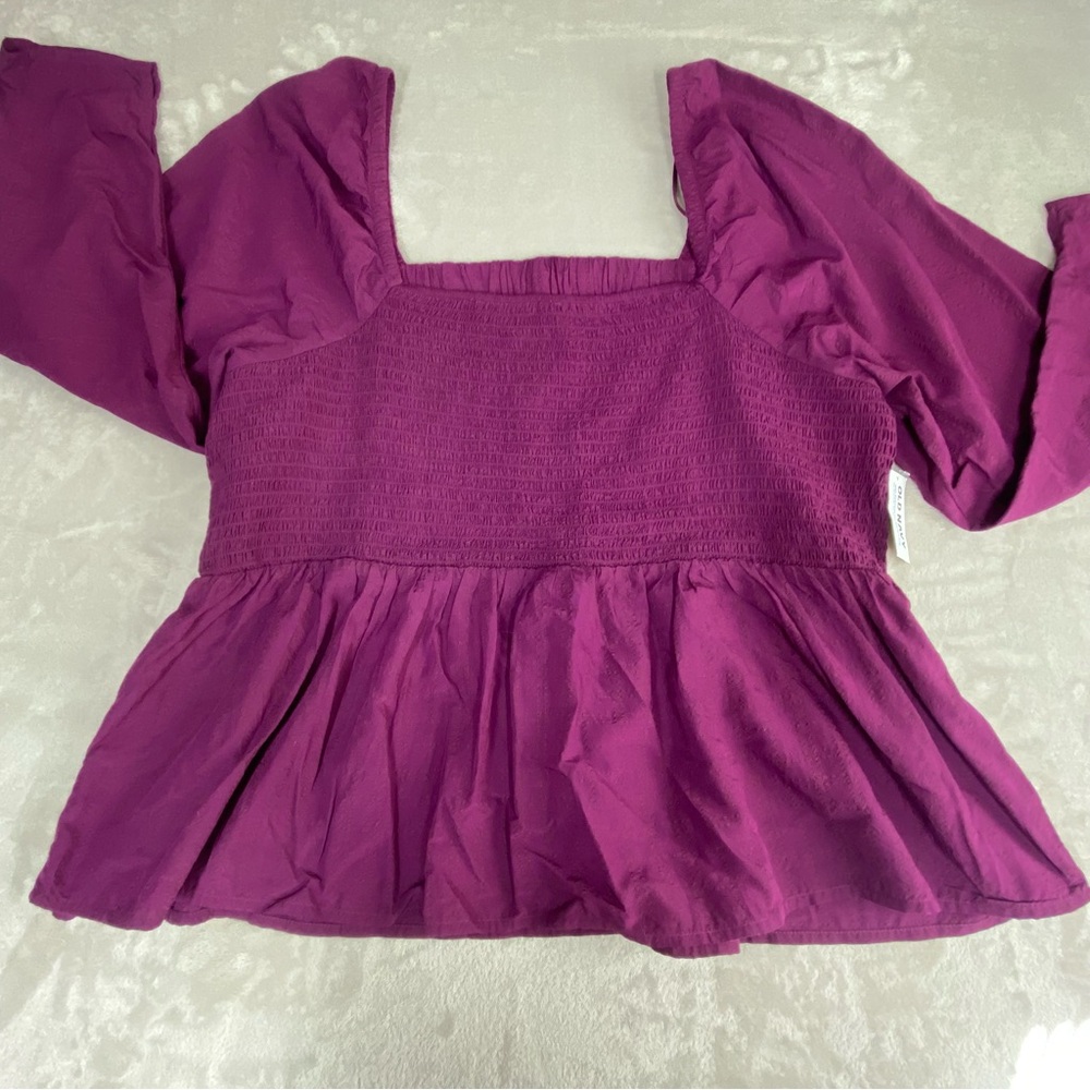 Old Navy Purple Smocked Square-Neck Peplum Top NWT
